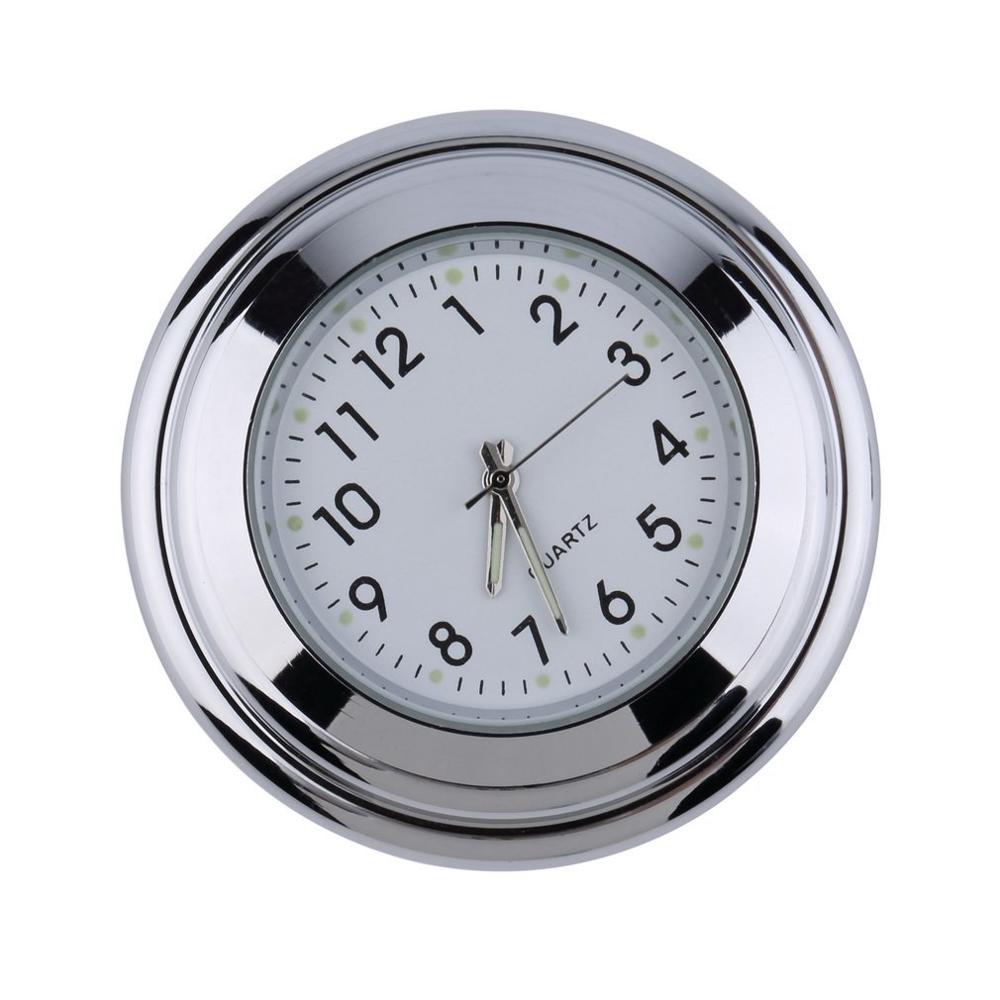 Motorfiets Quartz Klok 7/8 "Waterdicht Chrome Fietsstuur Mount Horloge Aluminium Lichtgevende Klok Universal Stuur Klok: WHITE