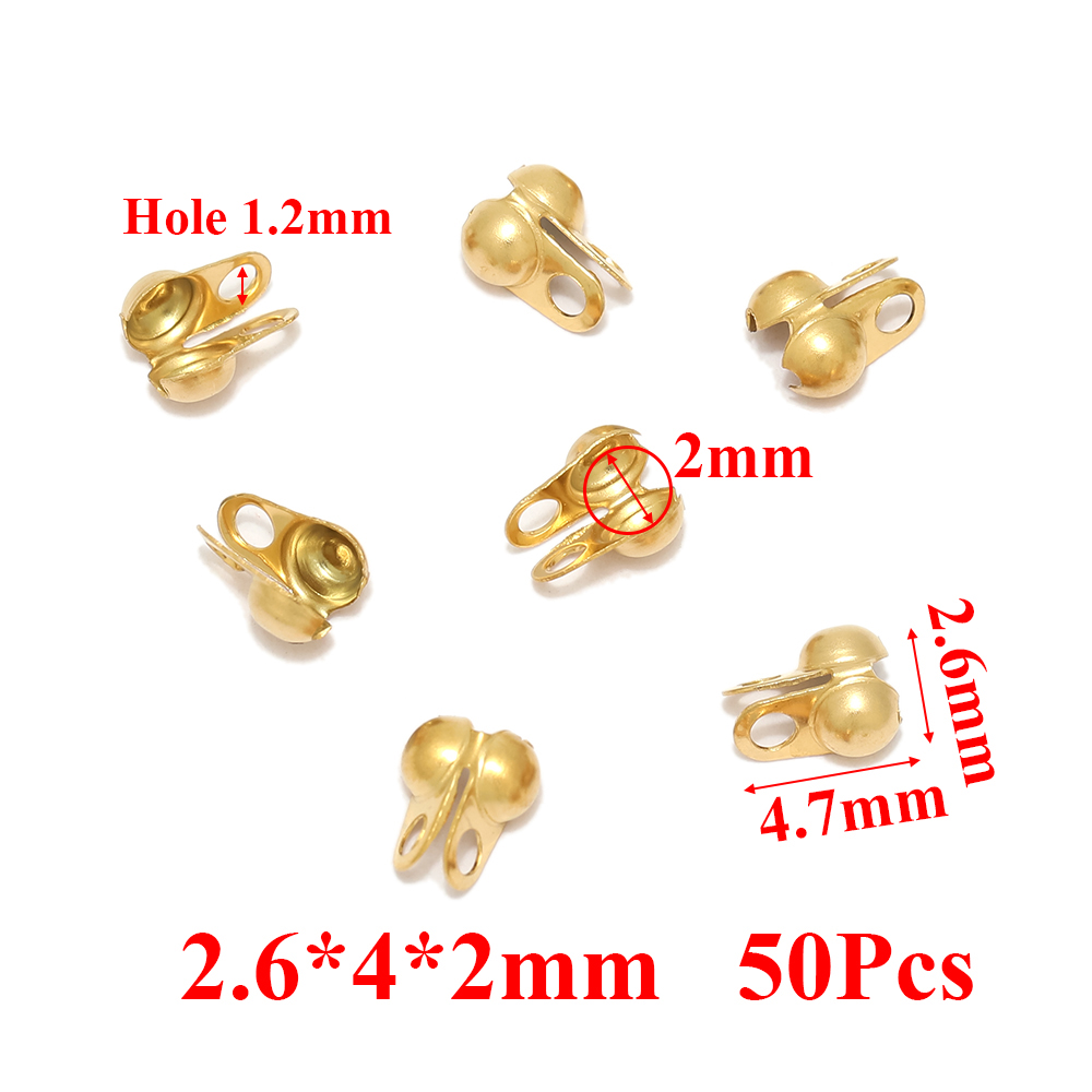 50–100 Stück Gold passend zu Edelstahl Kugelkette Calotte Crimps Perlen Verbinder Endverschlüsse für DIY Armbinde Halskette Herstellung: khaki