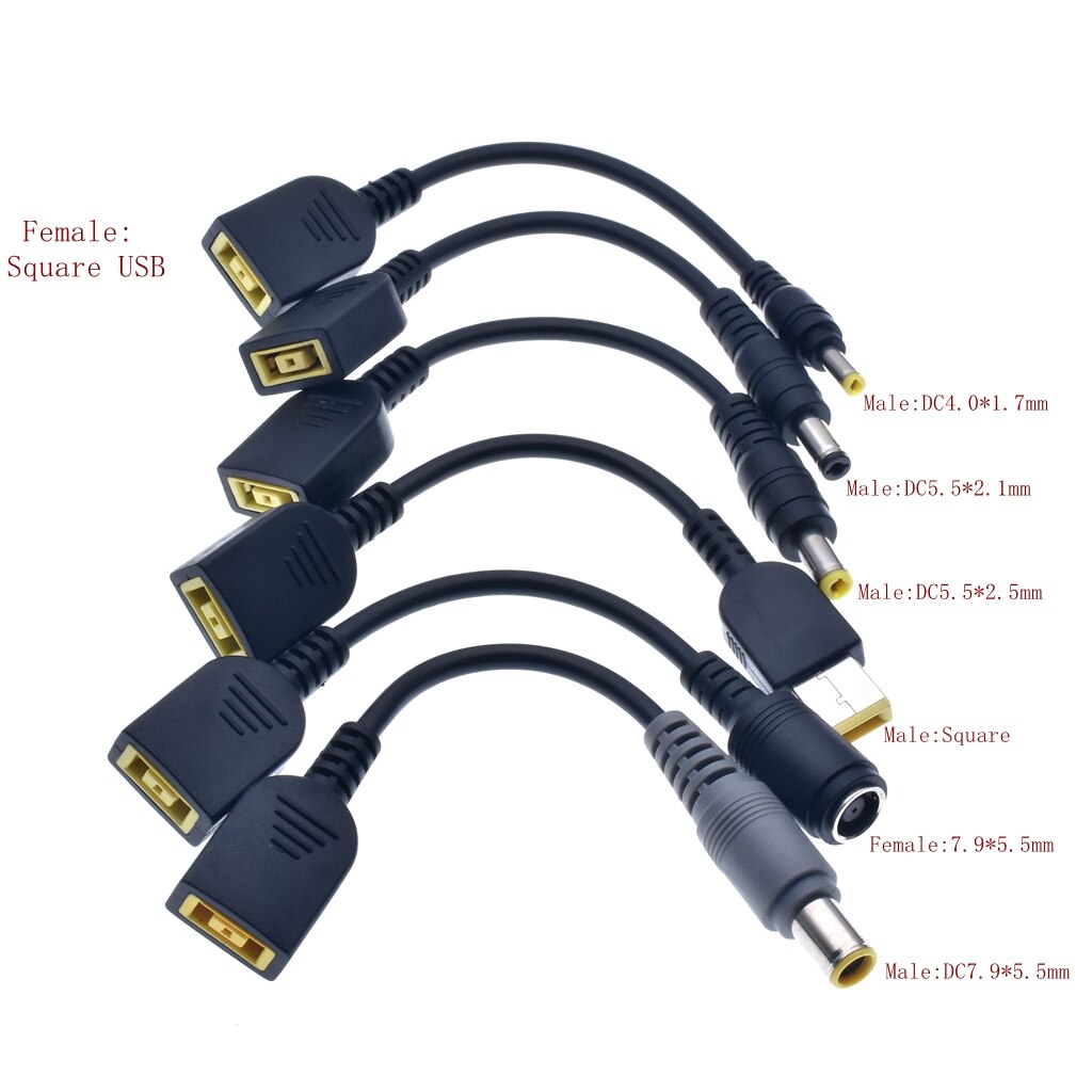 Câble convertisseur d'alimentation cc carré USB femelle vers 5.5x2.1/7.9x5.5/4.0x1.7/mm mâle, pour ordinateur portable Lenovo Thinkpad 15cm
