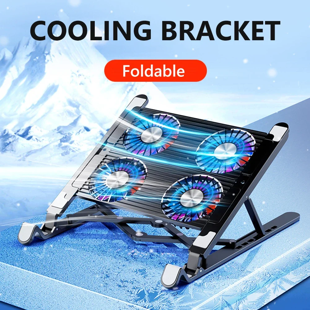 Laptop Cooler Base Stand Foldable Laptop Cooling Pad Portable Adjustable Suporte Para Notebook For 11-Inch With 2/4 Fans