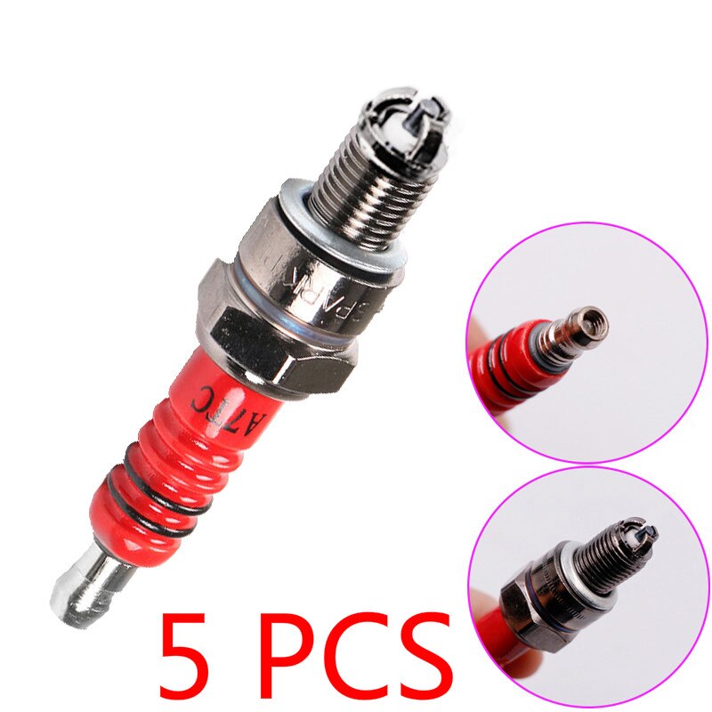 1pc Spark Plug High Performance 3-Electrode For GY6 50cc-70cc Scooter Motorcycle 10mm Spark Plug Car Accessories: 5 Pcs
