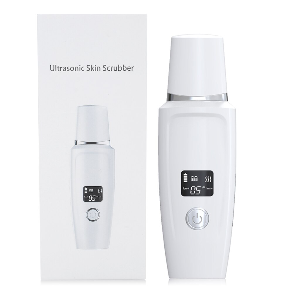 Electric Ultrasonic Skin Scrubber Blackhead Pimple Remover Pore Cleaning Face Peeling Tools EMS Massage Face Lifting Machine: With Box