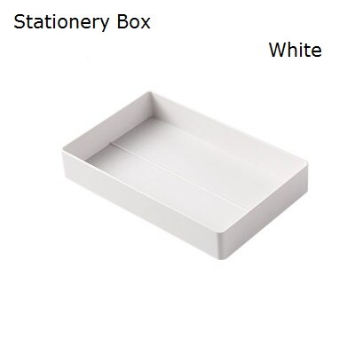 Office desktop organizer Multi-function receipt box penholders file document tray Overlayable organizer: white Stationery box