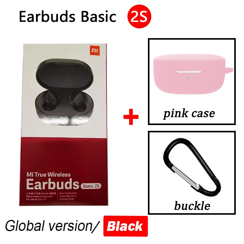 airdot 2s Xiaomi mi true wireless earbuds basic 2s Bluetooth 5.0 touch control TWS earphone gaming mode Type C headphone: Basic 2S pink case