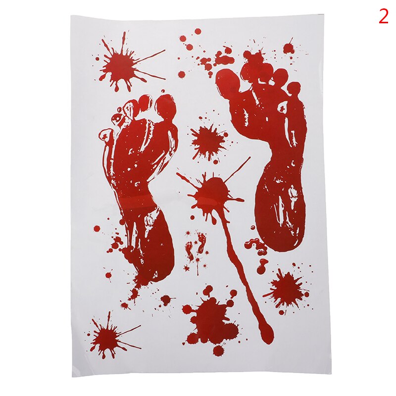 Horror Blood Handprint Decal Glass Window Sticker Home Decor Removable Halloween Living Room Classroom Decorations Wall Stickers: Blue