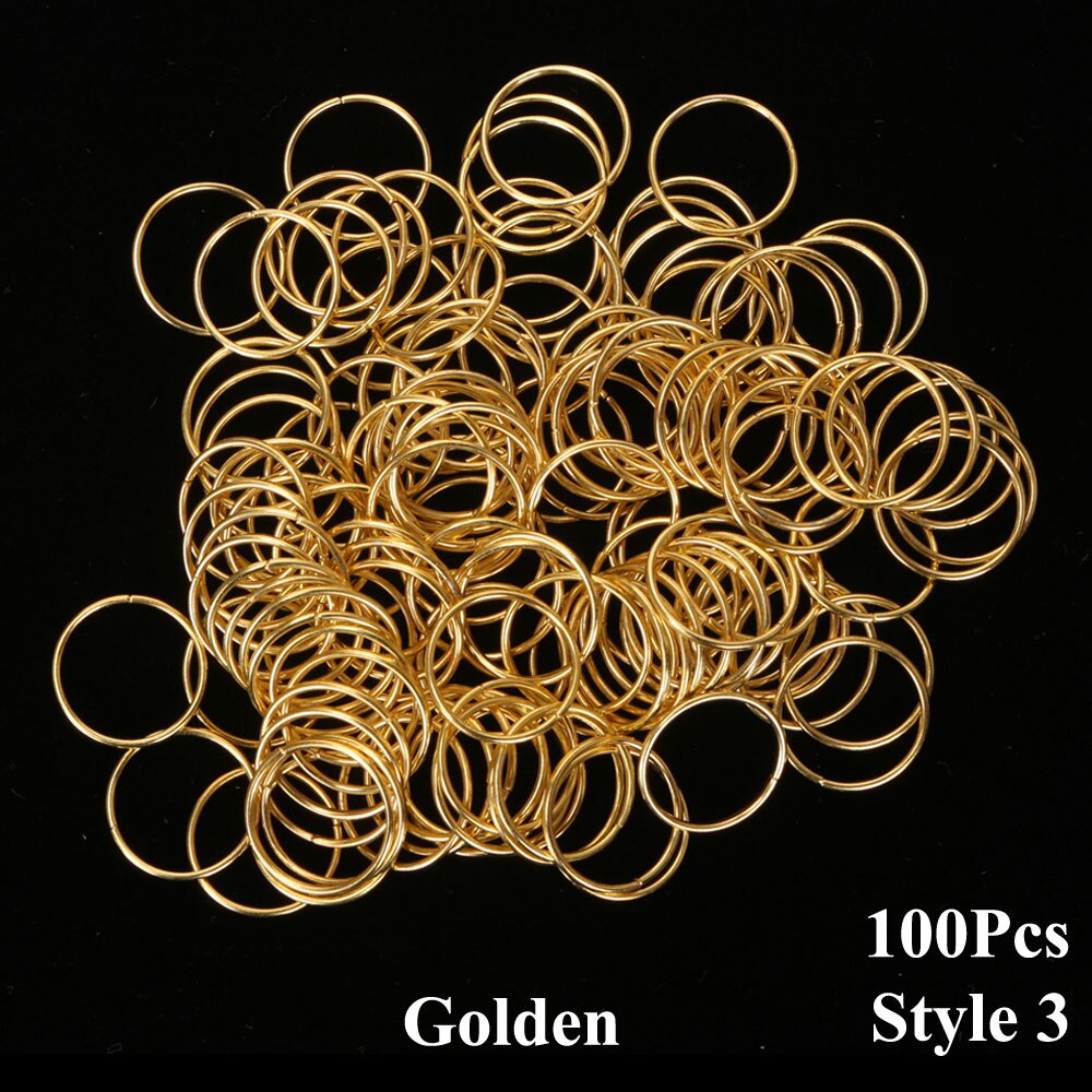 100 unids/lote de anillos para el cabello chapados en oro y plata para trenzas, cuentas ajustables para el cabello, trenza de Metal, accesorios de joyería para el cabello para trenzas: style3 golden