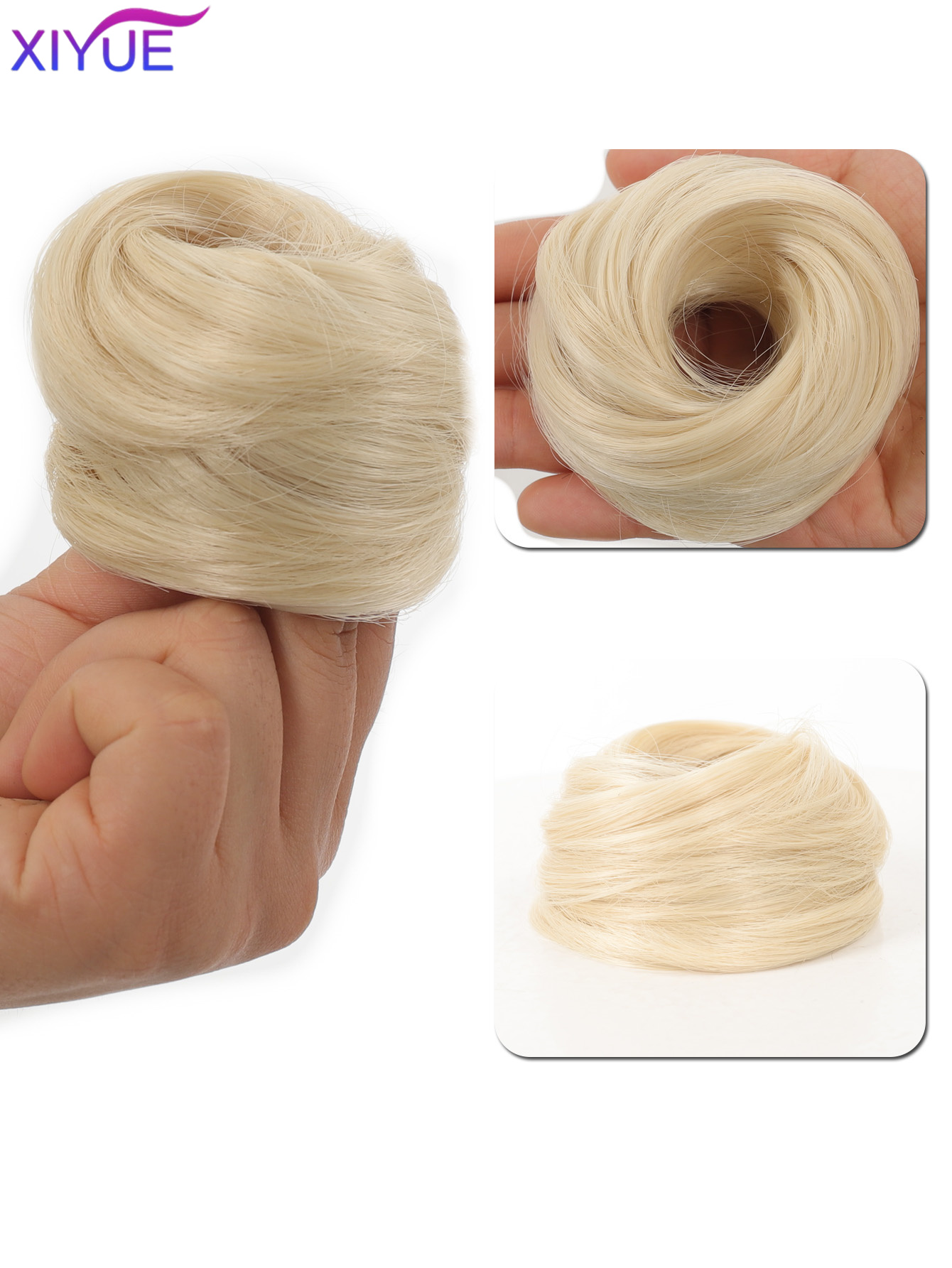 Synthetischer Haarknoten, gerader Chignon, elastisches Gummiband, künstliches Haar, zum Anklipsen auf der Haarschwanzverlängerung, Hochsteckfrisur, Haarteil, Pferdeschwanz: NC/4HL