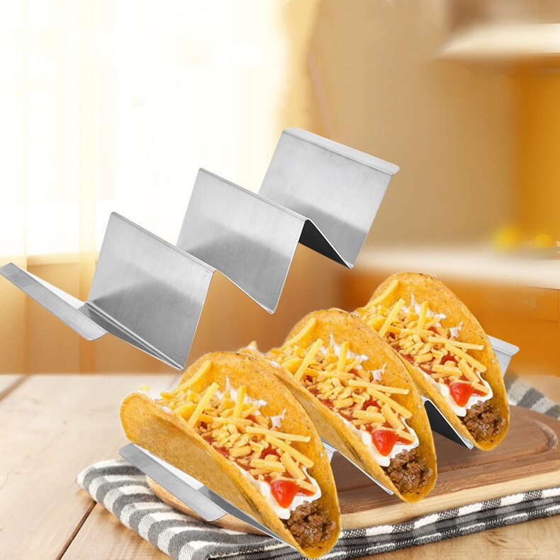 Bølgeform taco holder rustfrit stål restaurant mad display rack mexicansk mad hårdt stativ holder spring roll pandekage rack