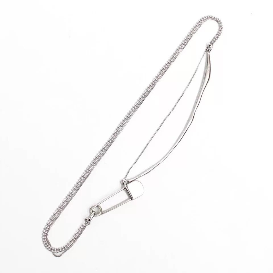 AOMU Paperclip Punk Chic Silver Color Metal Clavicle Chain Necklaces For Women Men Necklace Lovers Jewelry