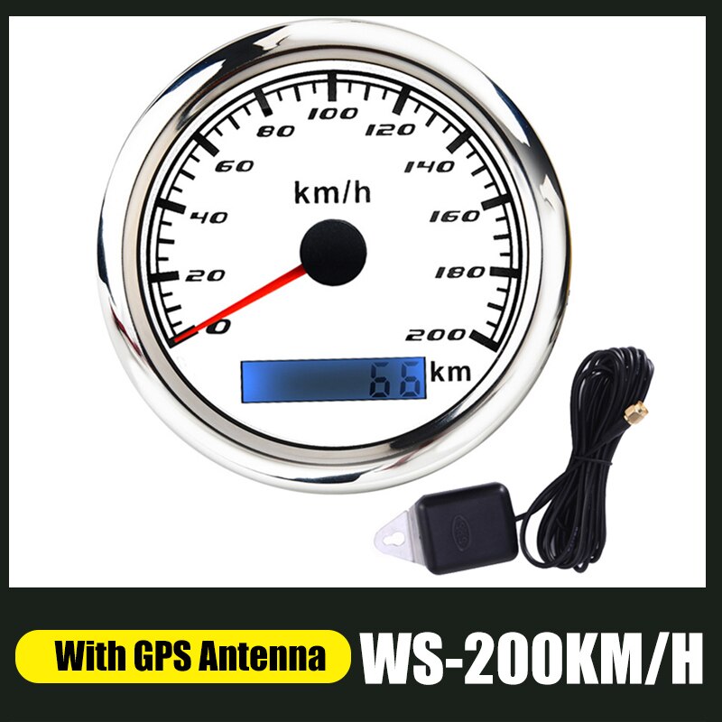 60 km/h GPS Speedometer Odometer 85mm Speed Gauge 120km/h 200km/h With GPS Antenna For Marine Boat Car ATV Truck Red Backlight: GPS 200K-WS