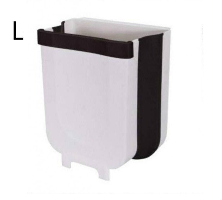 9L Foldable Trash Can Home Kitchen Supplies Kitchen Garbage Bin Foldable Car Trash Can Wall Mounted Trashcan Daily Necessities: WhITE-L