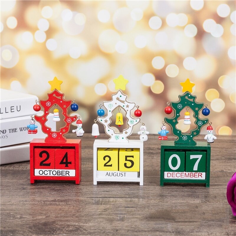 Calendario Vintage perpetuo Manual de madera, accesorio de escritorio para oficina, de Navidad, decoración del hogar