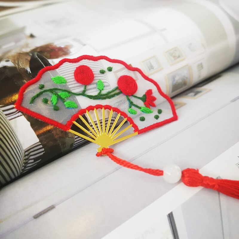 Chinese Bookmark DIY Flower Embroidery Kit Handmade Needlework Cross Stitch Handwork Art Sewing Craft Unfinished