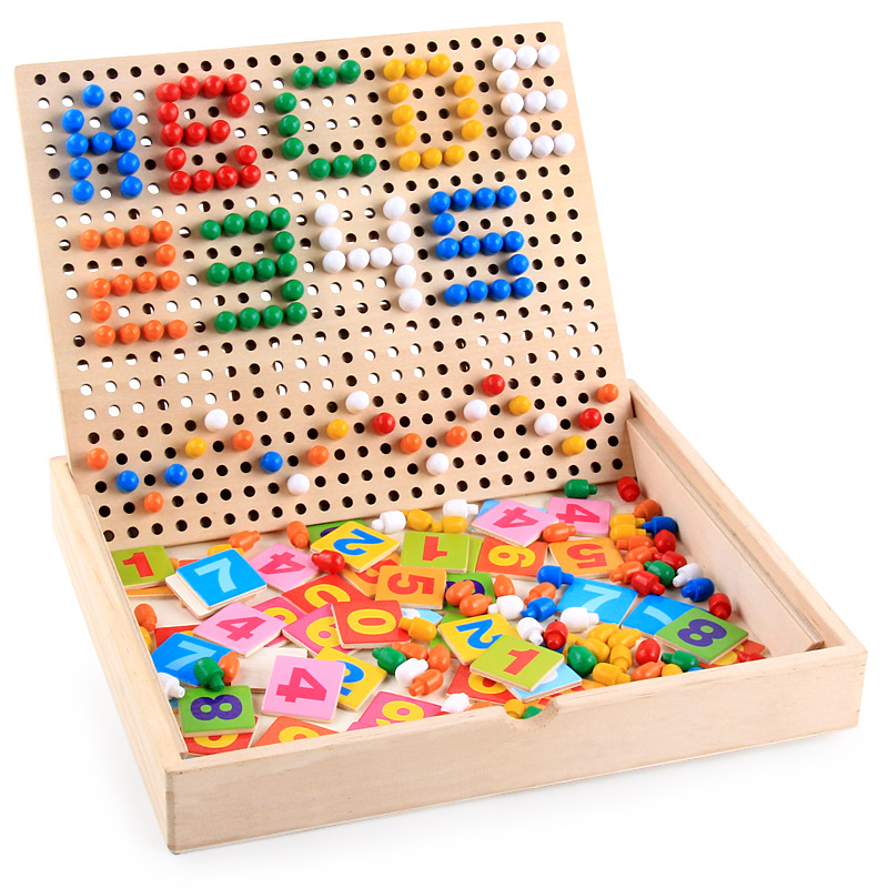 Kinderen Digitale Stud Combinatie/Paddestoel Nagel Combinatie Houten Speelgoed Aangesloten Puzzel Kinderen Leren Doos Educatief Speelgoed