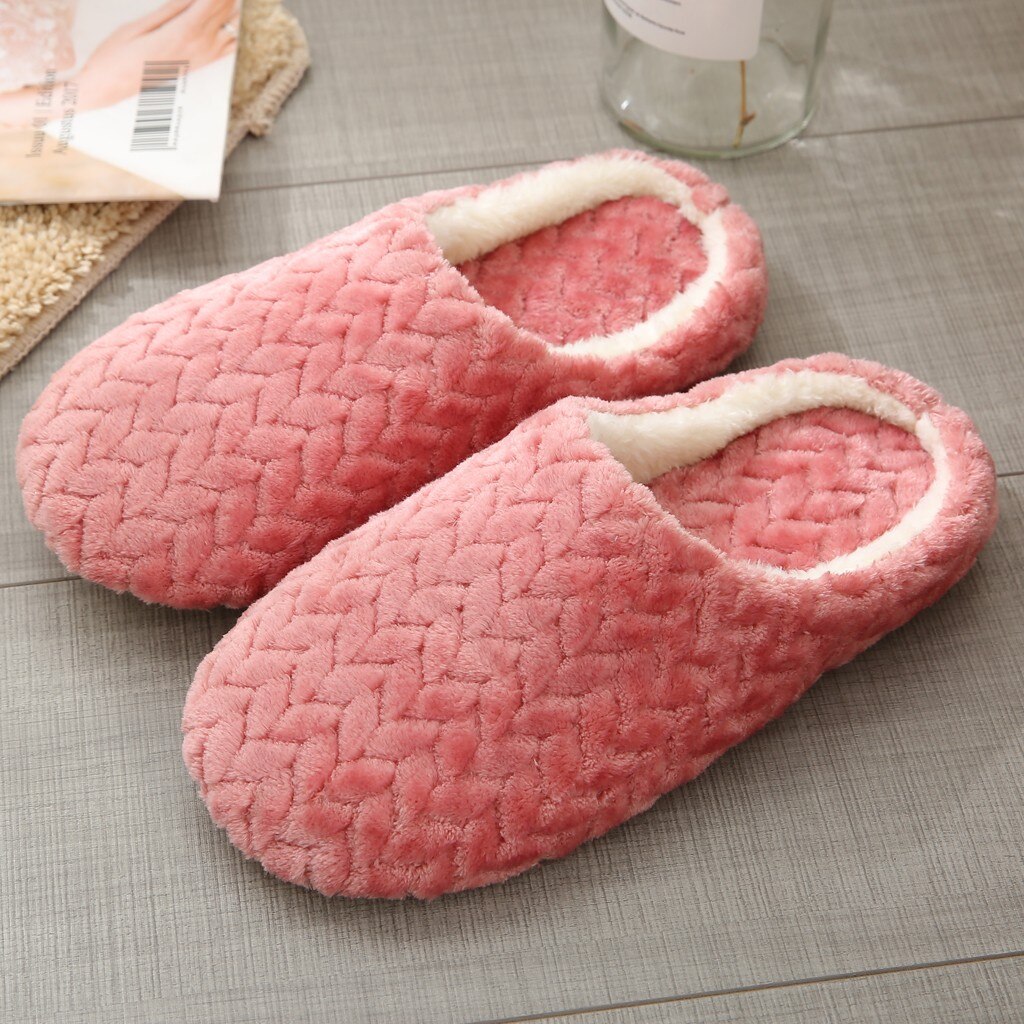 Vrouwen Warm Indoor Slippers Huis Pluche Zachte Katoen Slippers Non-Slip Vloer Thuis Slippers Dames Slides Voor Slaapkamer # t1P: Red  / 41