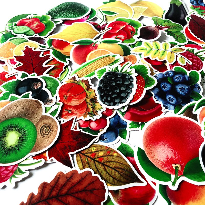100 stk udsøgt vandtæt frisk frugt og grøntsager klistermærker til køkken bageri kop fad køleskab børn uddannelse legetøj