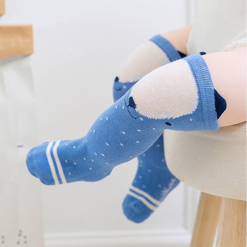 Calcetines antideslizantes para bebés, niños y niñas, otoño e invierno, cálidos, de algodón, con patrón de animales, hasta la rodilla, 4 colores: Color 2