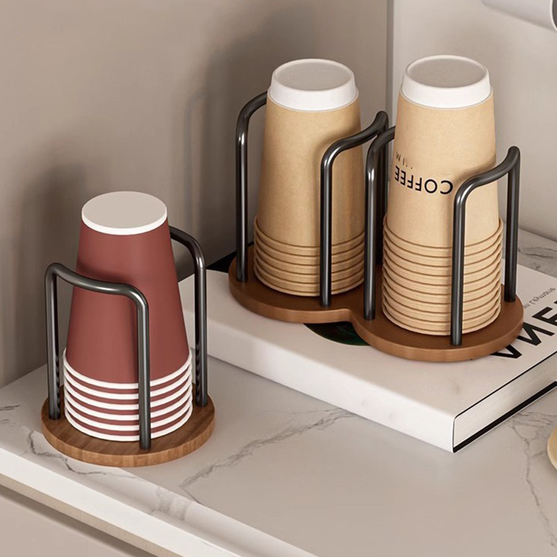 Keuken Papieren Bekerhouder Luxe Wegwerp Beker Opslag Houder Desktop Papieren Beker Opbergrek Houten Dispenser Mok Display Stand