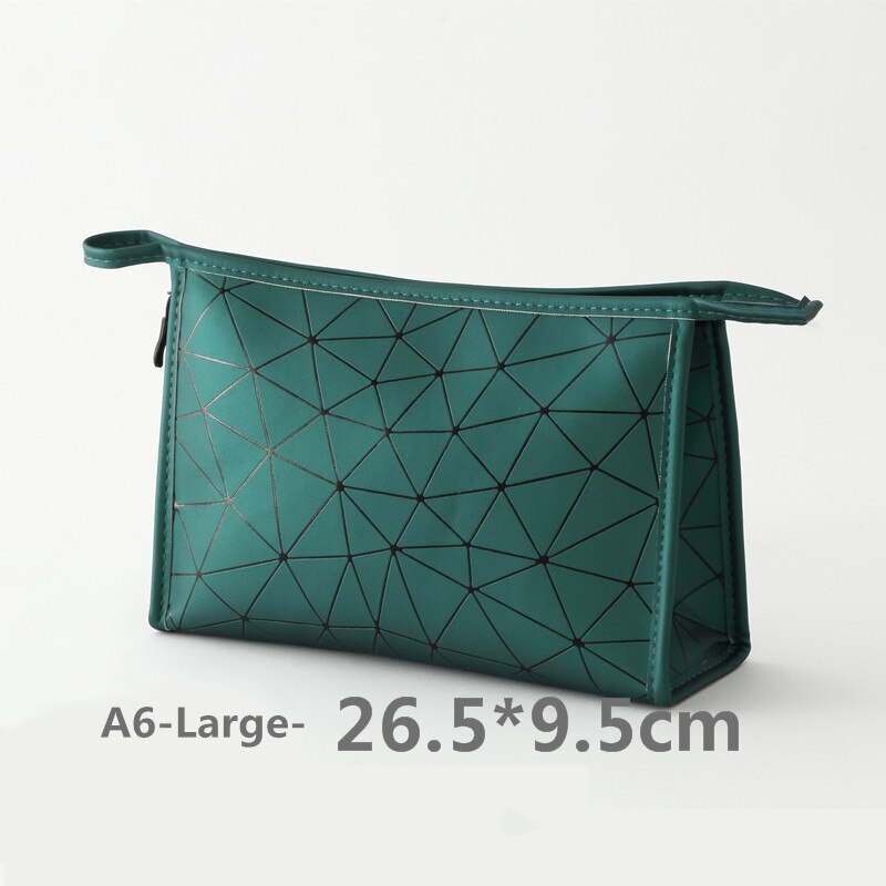 Neue PU Neceser Frauen machen-hoch Taschen Pflege Organizer Multifunktions Reise Kosmetik Tasche Große Kapazität Wasserdichte Lagerung Kasten: A6-groß-Grün