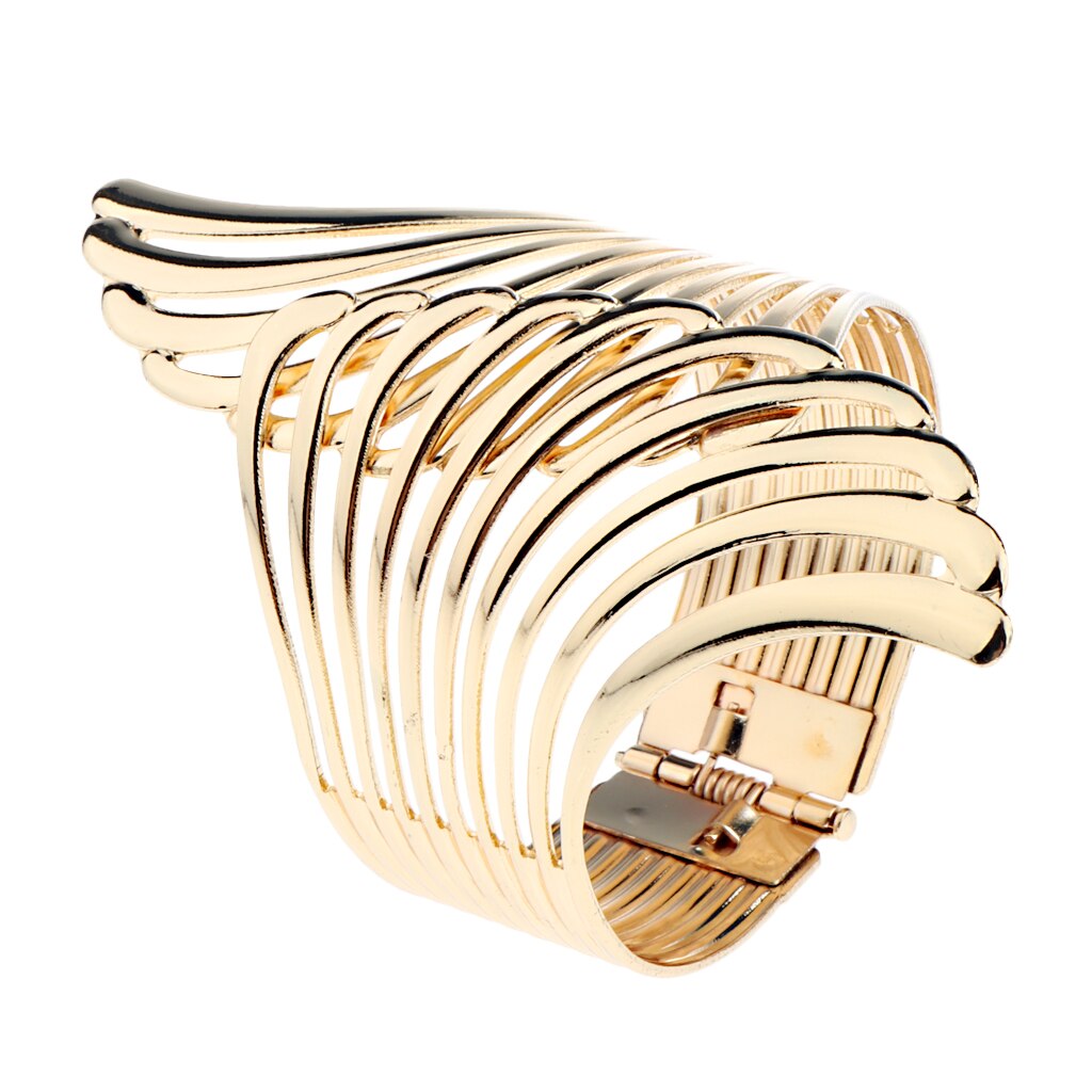 Vrouwen Gold Wing Hollow Punk Manchet Open Bangle Wide Charm Armband Sieraden