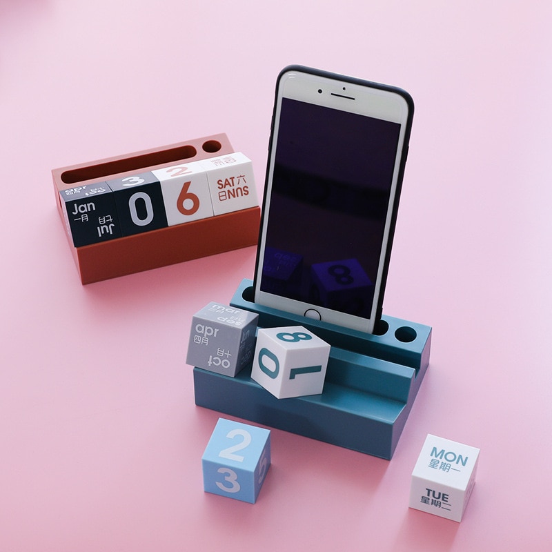 Kontor vintage hjemme kalender multi-funktion mobiltelefon holder ornamenter diy flip studie dekoration