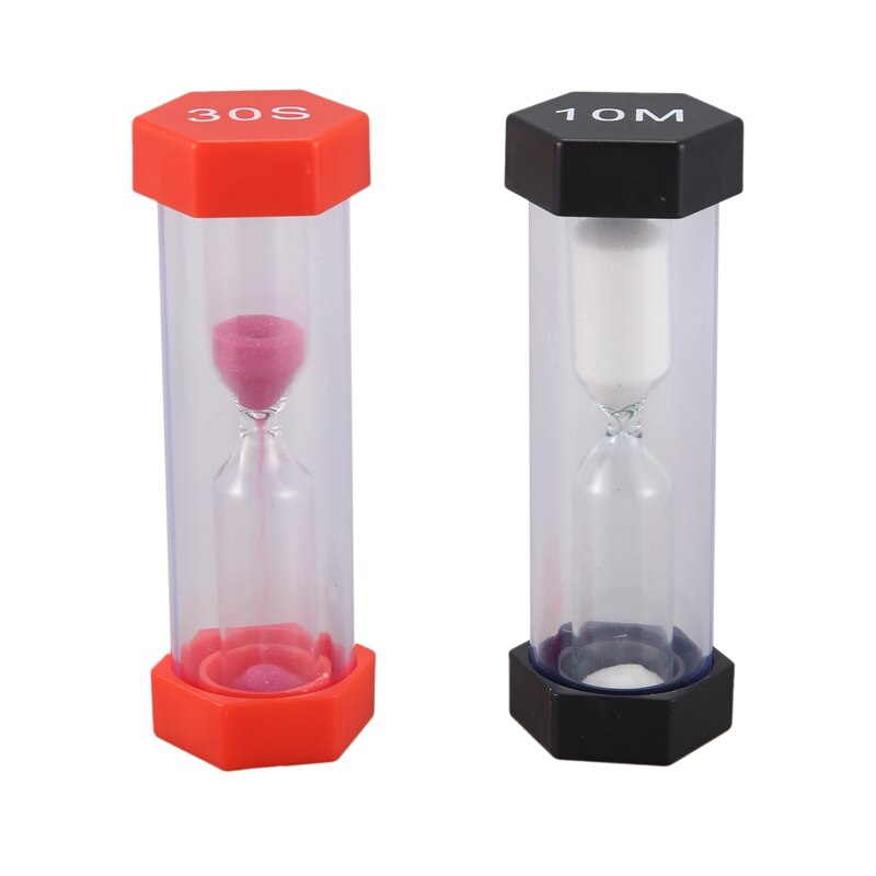6 stück Kunststoff Hexagon Sanduhr Timer Bunte Sanduhr Timer Sand Uhr Timer 30Sek/1Min/2Mins/3 minuten/5 Minuten/10 Minuten