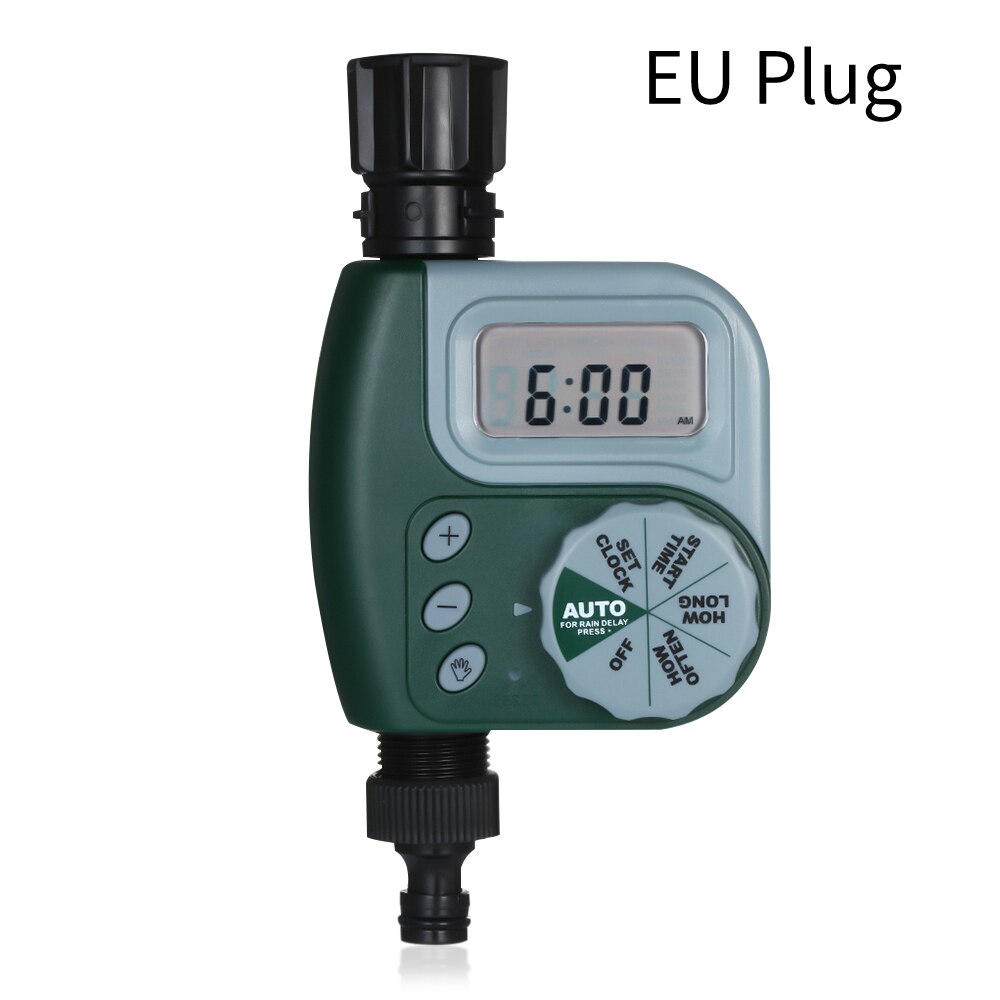 Automatic Watering Timer Irrigation Controller Programmable Hose Faucet Timer Battery Operated with 2 Outlet for Garden Plants: 1 Outlet-Green-EU