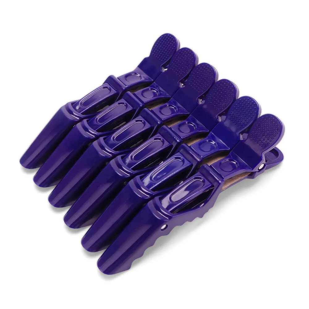 6PCS Alligator Haar Clip Kappers Klemmen Plastic Haar Klauw Professionele Kapper Voor Salon Styling Haarspelden Haaraccessoires: Paars