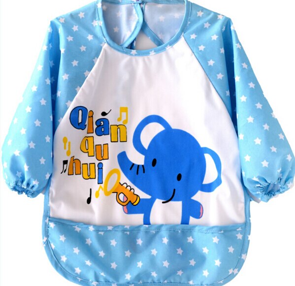 1pc mignon bébé bavoirs imperméable à manches longues tablier enfants alimentation Smock bavoir Burp chiffons vêtements doux manger enfant en bas âge vêtements: C