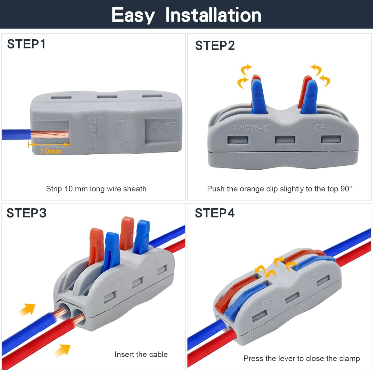 Conector de cableado rápido de salida múltiple, Cable de cableado divisor Universal, bloque de terminales de empuje, cableado rápido Universal SPL 222 23