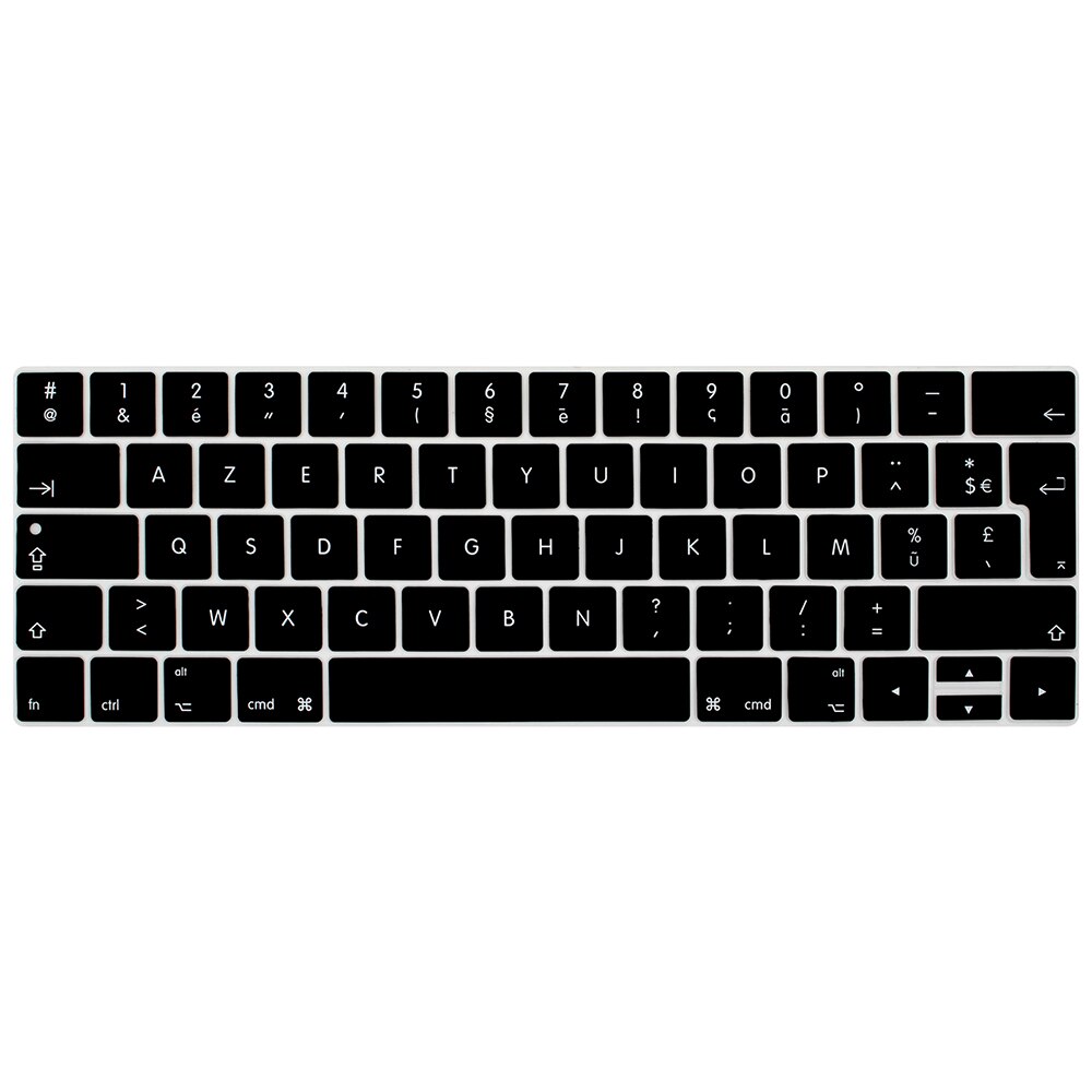 HRH ue wersja francuska Azerty cienka klawiatura obejmuje skórki silikonowe dla Macbook Pro 13 "15" A1706 A1707 A1989 A1990 A2159 pasek dotykowy: Black