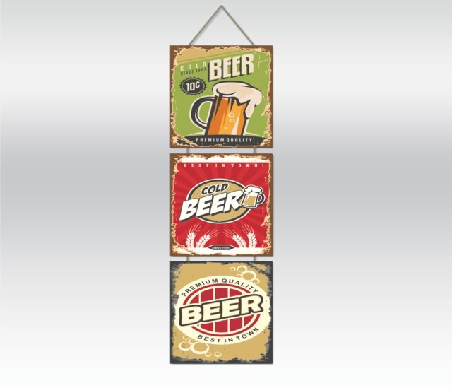 Bier Retro Triple Hout Poster 345690983