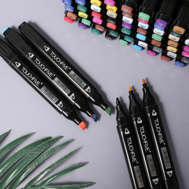 TOUCHFIVE-80 marcadores de colores Manga, rotuladores de dibujo a base de Alcohol, boceto, punta de fieltro, pincel doble oleoso, suministros de arte para estudiantes