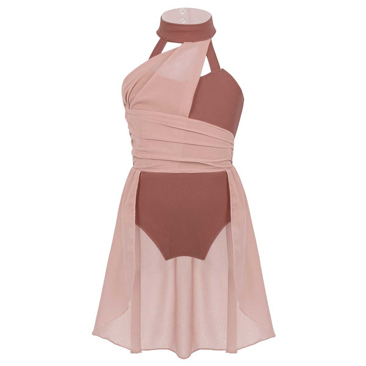 Kid Meisjes Ballet Dans Turnpakje Jurk Mouwloos Ruches Chiffon Lijfje Gekooide Rug Gymnastiek Kunstschaatsen Lyrische Dans Kostuum