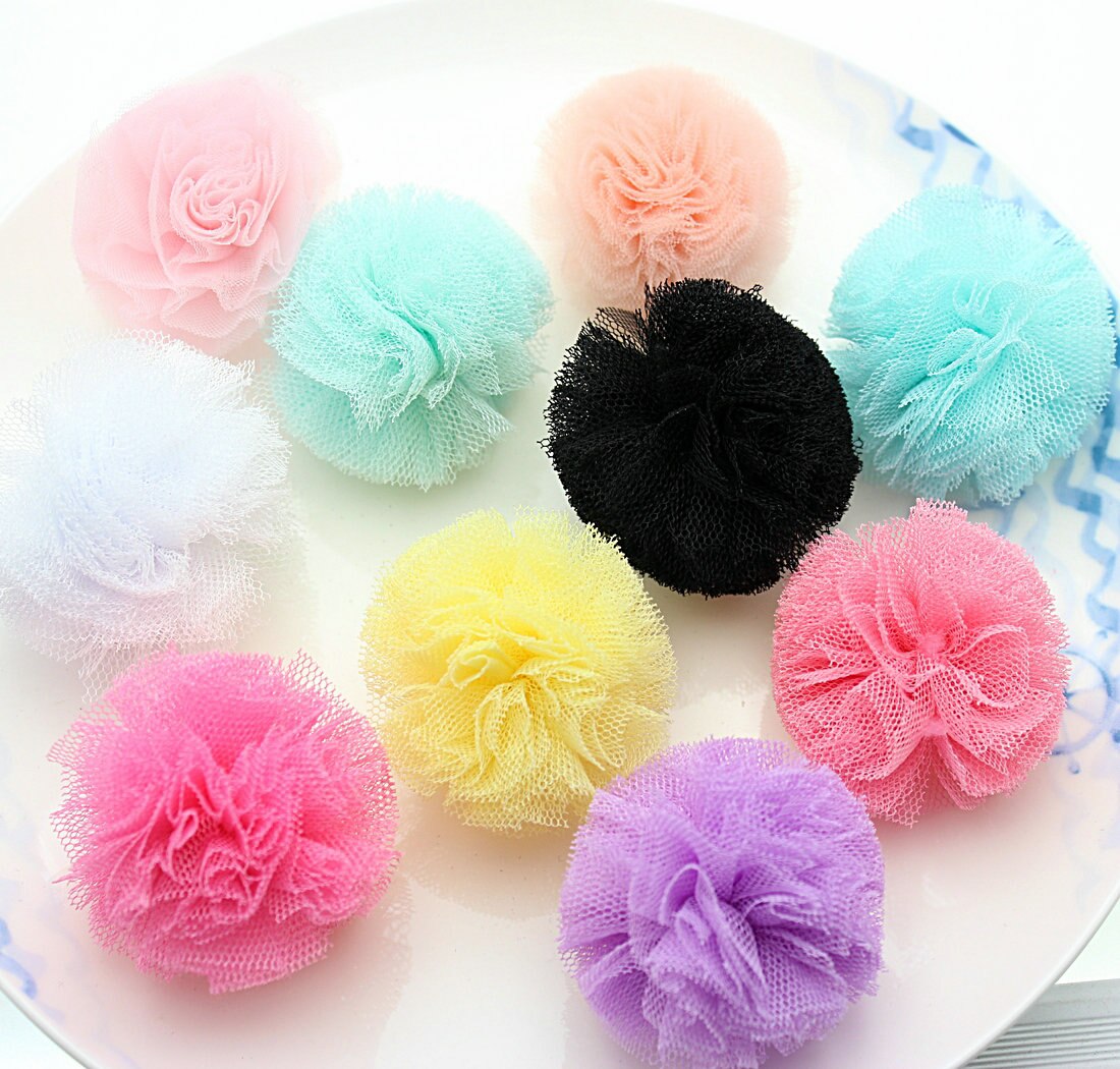 Pompon en tulle décoratif en vrac | 60 pièces Pompon taille 4cm-5cm autour de 2 pouces | Pompon taille de 4cm à 5cm