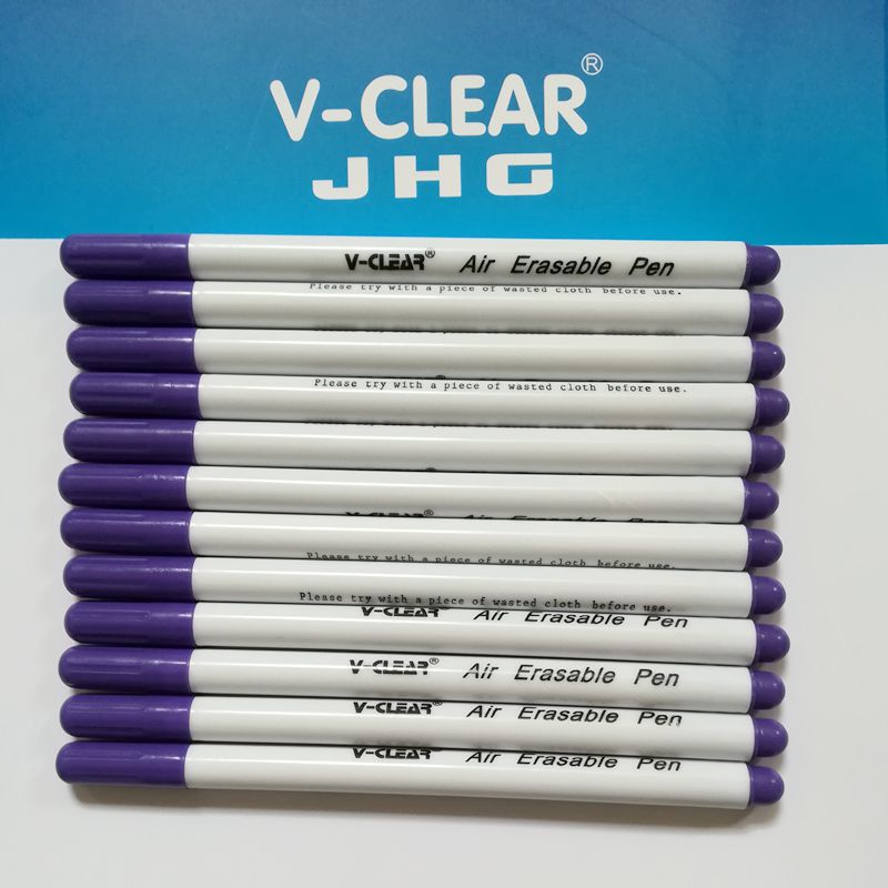 Vclear luft sletbar markør pen i lilla stof chaco ess pen violet tøj mærkning pen 12 stk chako ace pen sting markører