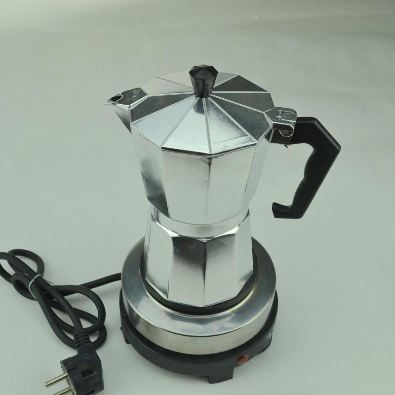 Italiaanse handgemaakte Mokka koffiezetapparaat Aluminium Achthoek elektrische Moka pot Moka pot oven aparte koffiezetapparaat