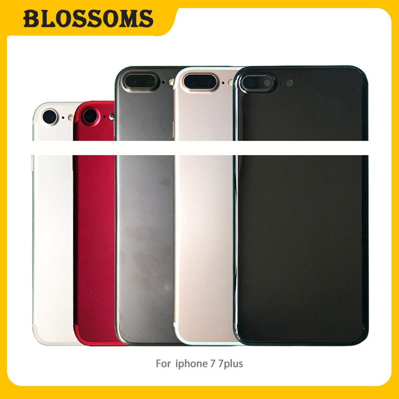 Carcasa completa para iphone 7 7Plus, tapa trasera de batería para puerta, Marco medio del chasis con Cable flexible, conjunto de piezas de repuesto