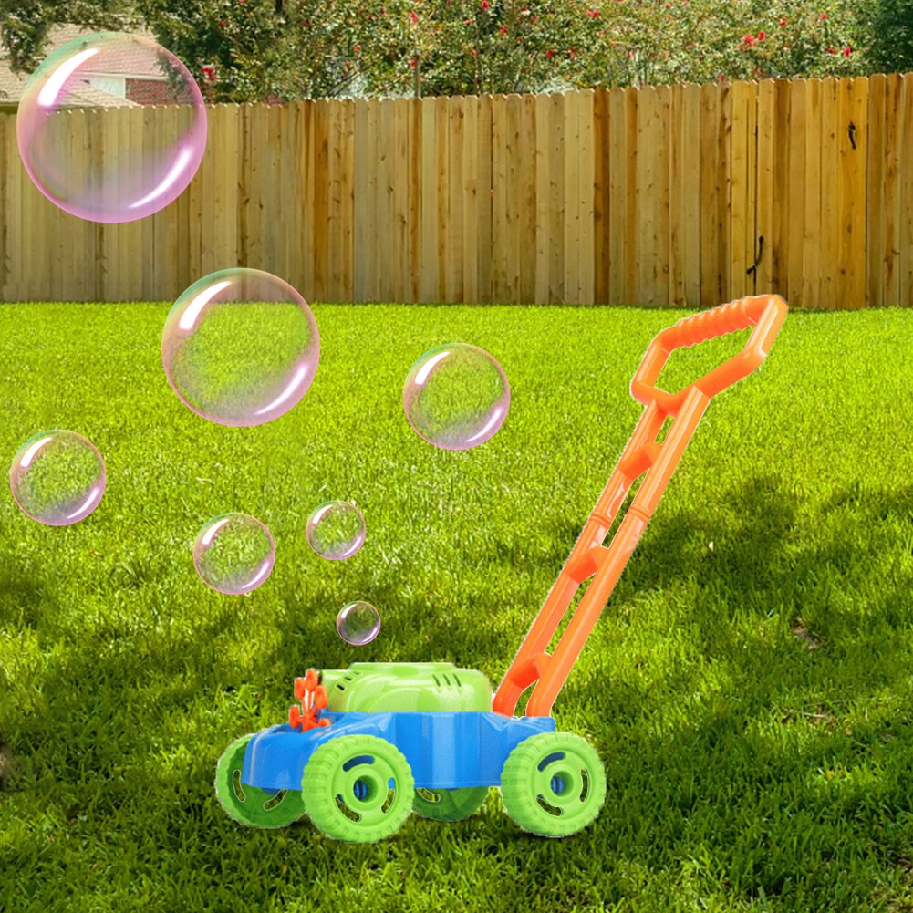 Children Hand Push Bubble Car Bubble Lawn Mower Outdoor Bubble Blowing for Kids Toys