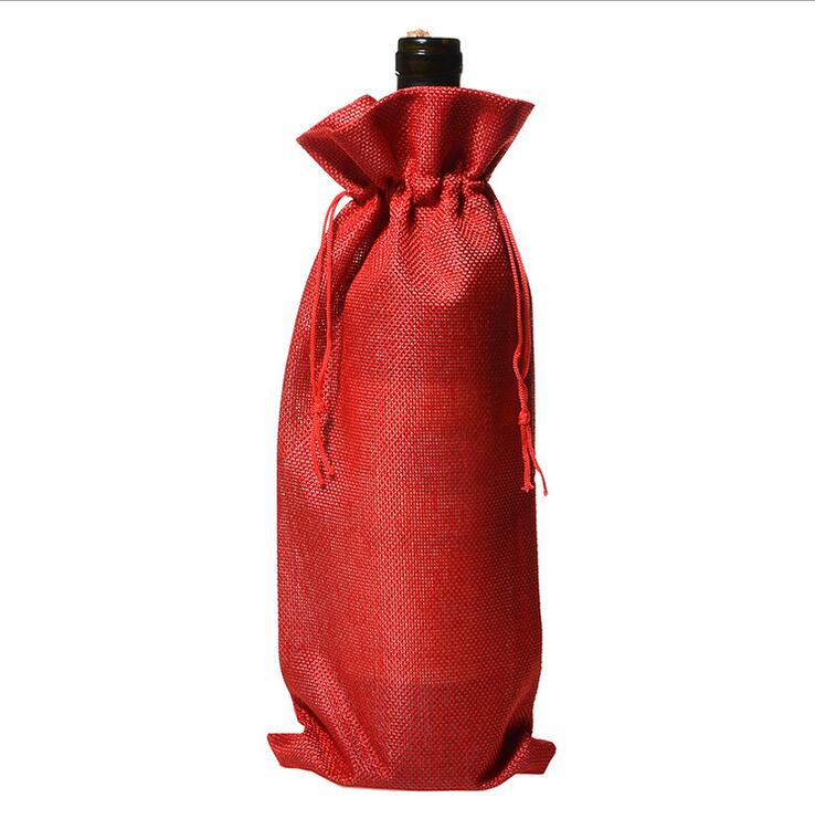 4Stck Burlap Wein Taschen mit Kordelzug, Wein Taschen , Einzelnen Wiederverwendbare Flasche Taschen Perfekte für Reise, hochzeit, Geburtstag, Party: rot