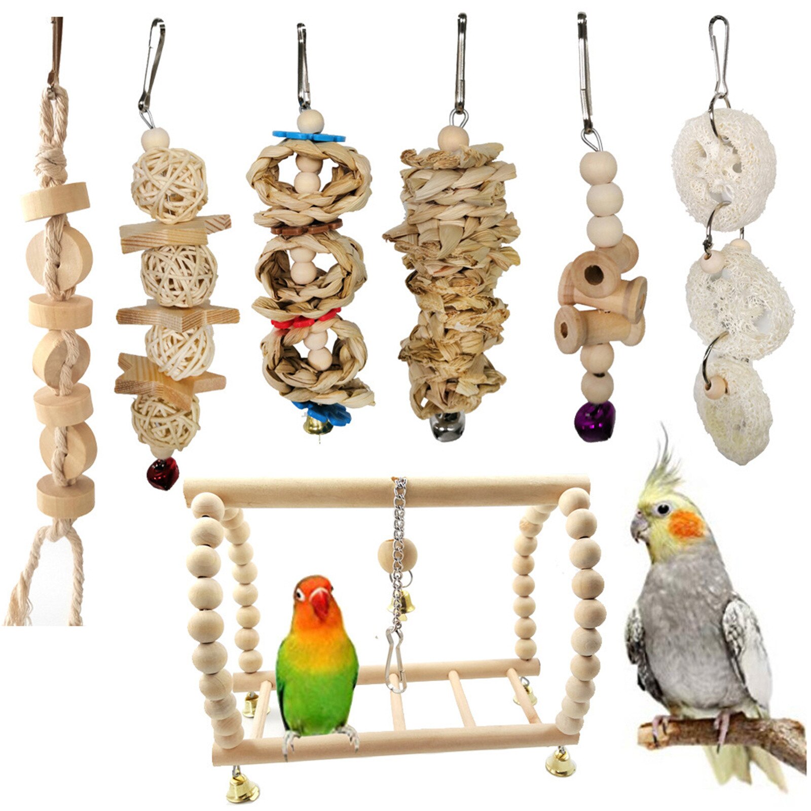 Papegaaien Speelgoed En Vogel Accessoires Voor Huisdier Speelgoed Swing Stand Budgie Parkiet Kooi Afrikaanse Grey Vogel Speelgoed Parkiet Kooi # t2g: C