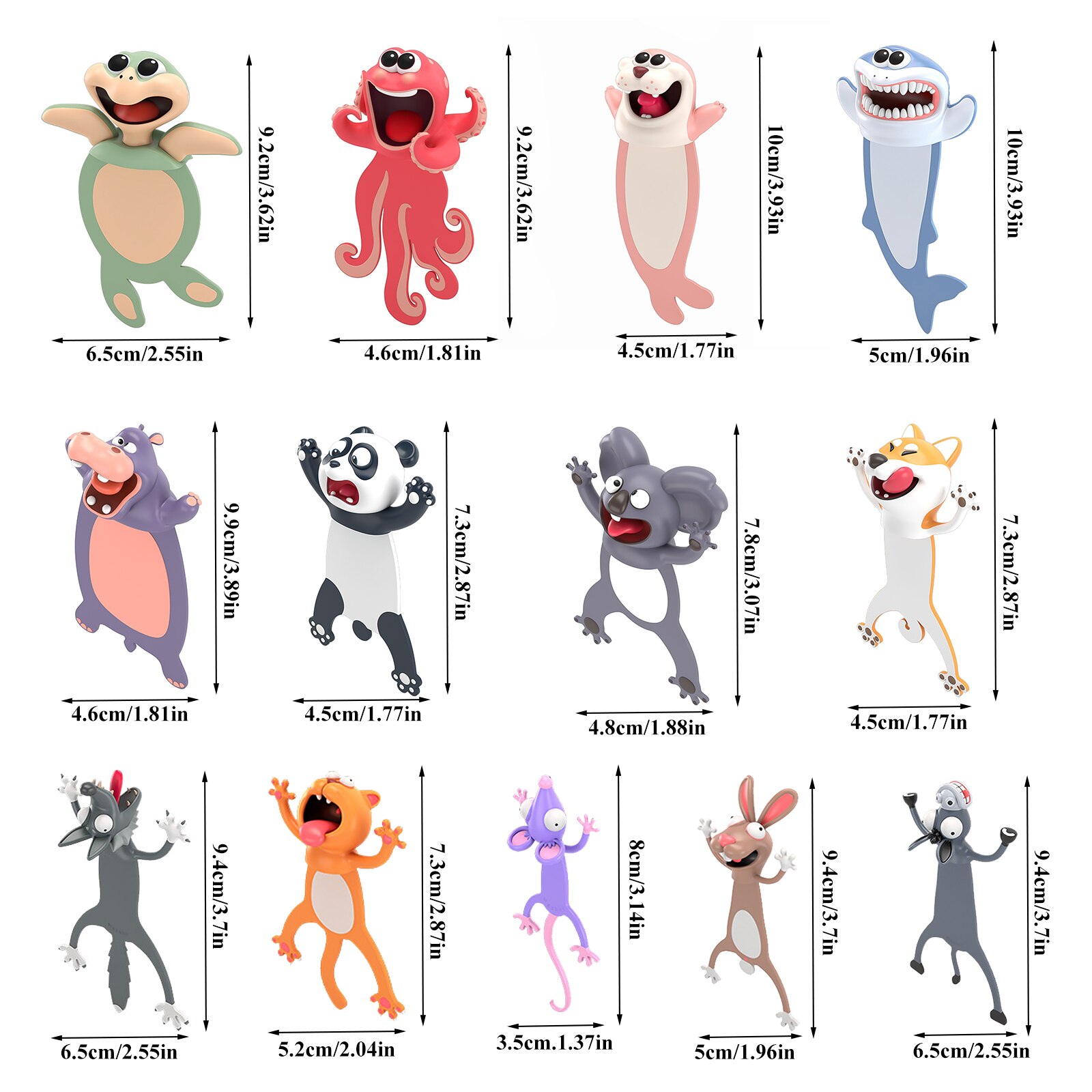 3D Stereo Cartoon Marker Animal Bookmarks Cute Cat PVC Material Funny Student School Stationery Children Bookmark