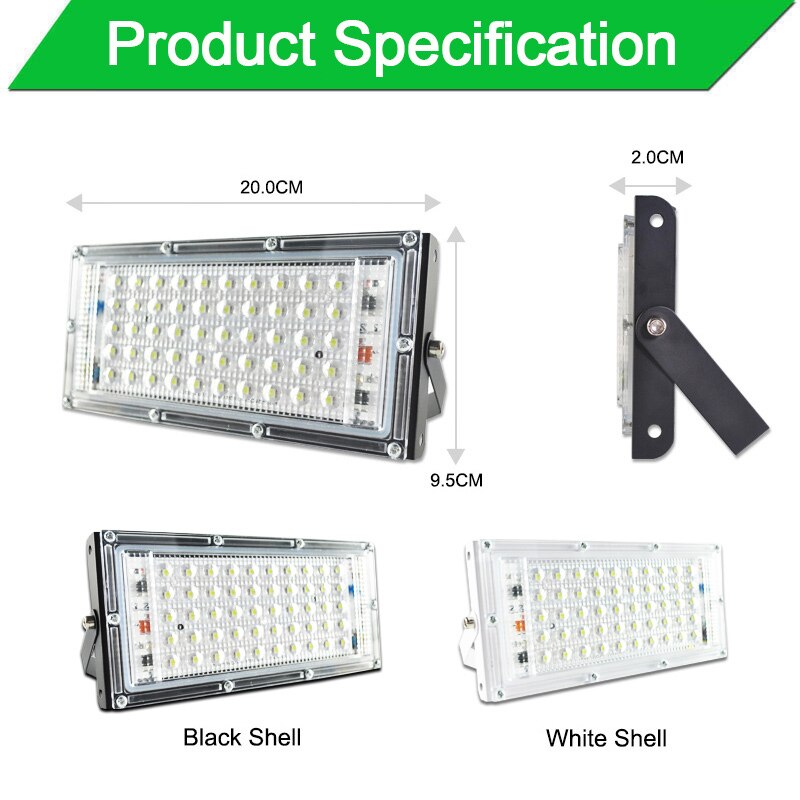 LED Flood Light 50W AC 220V 240V Outdoor Floodlight Spotlight RGB warm cold LED street Lamp IP65 waterproof Landscape Lighting