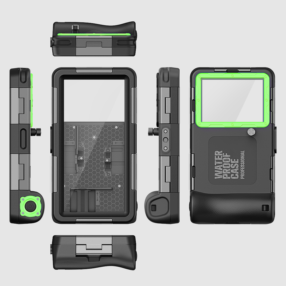 Shellbox Nieuw geüpgradede veelkleurige IP68 standaard 15M/50ft duiken/zwemmen fotografie professionele duiken waterdichte telefoonhoes: green