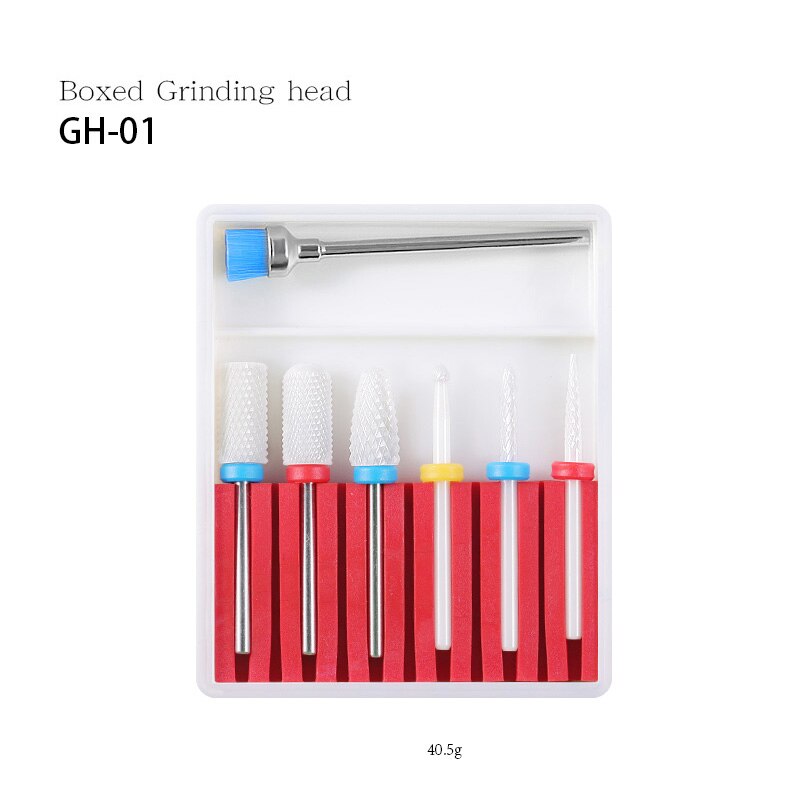7PCS Ceramic Diamond Nail Drill Bits Set Milling Cutter Set Manicure Rotary Burr Clean Bits Electric Machine Accessory Nail File: GH 01