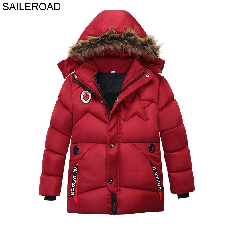 Saileroad drenge bomulds polstret frakke 3-5 år lille drenge jakke frakke til efterår varme børnetøjstøj: 1918 røde / 5t