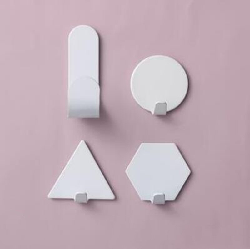 4 st/set gratis punch geometri väggkrok smidesjärn liten krok dekoration minidörr starka klibbiga krokar badrum: Brons