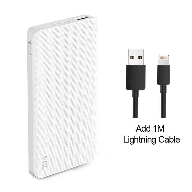 ZMI Mi Power Bank 10000mAh Power Pank External Battery portable charging Quick Charge Two-Way Fast Charging Pack Powerbank: Blue Lighting Cable