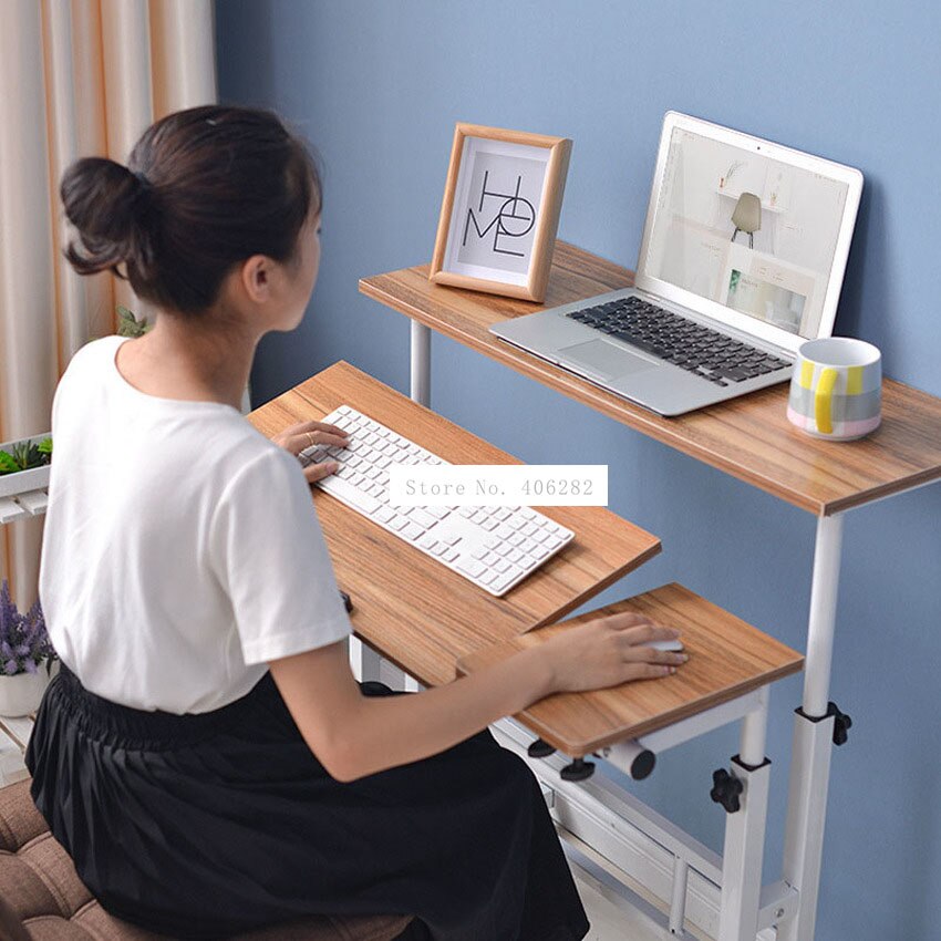 Modern Sit/Stand Computer Desk With Keyboard Tray Height Adjustable Simple Standing Laptop Desk Notebook/Monitor Holder Stand