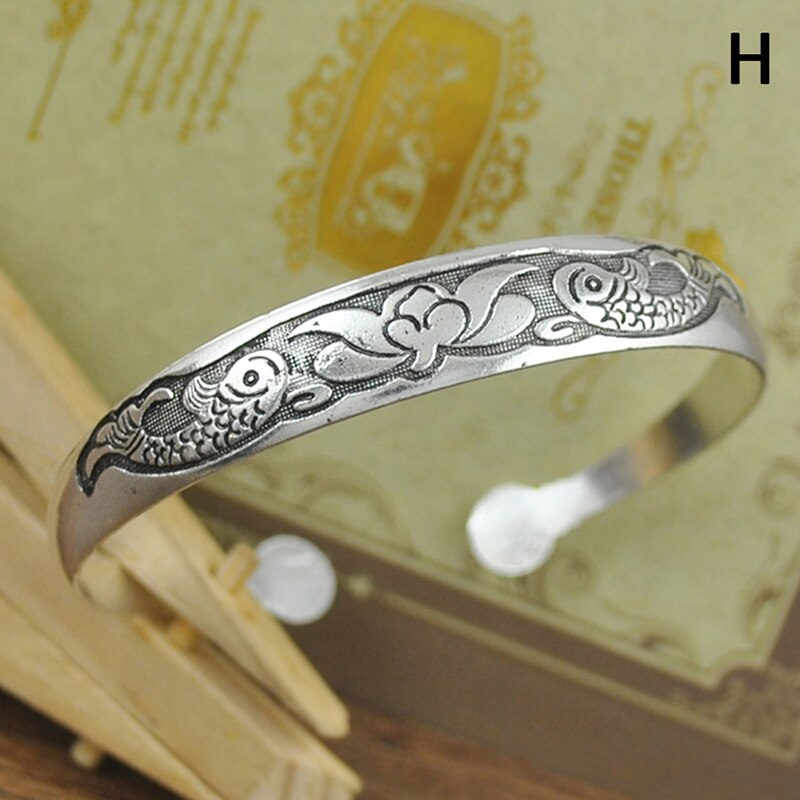 Pulseras de plata tibetanas clásicas para mujer, joyería de plata tibetana, 9 estilos